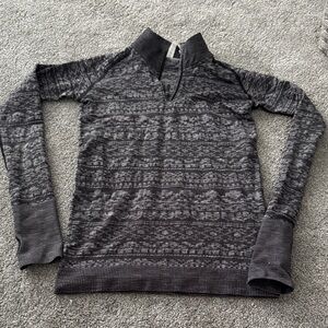 Lululemon Athletica Black Patterned Quarter-Zip Top SEE PHOTOS